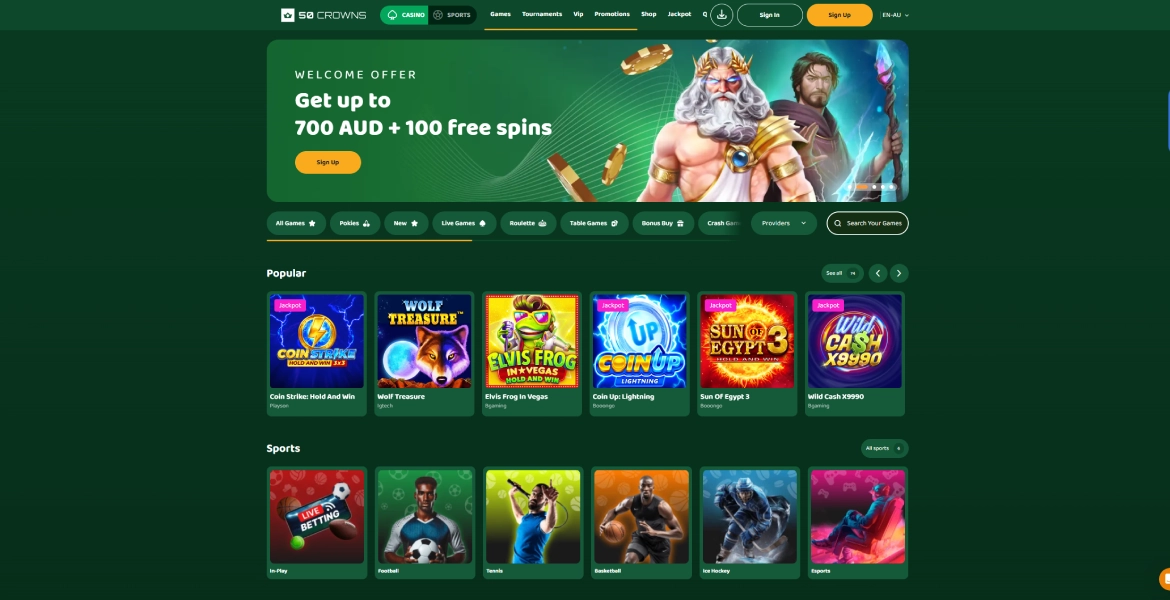 50Crowns login Australia