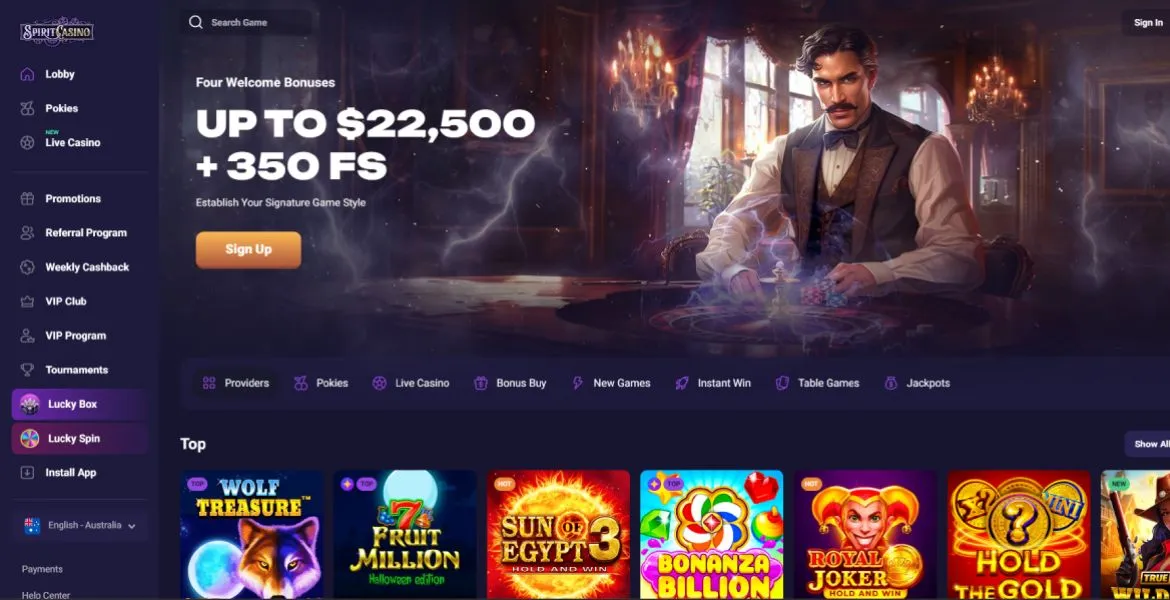 Casino main page