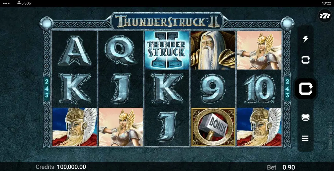 Play in Thunderstruck II for free now | 